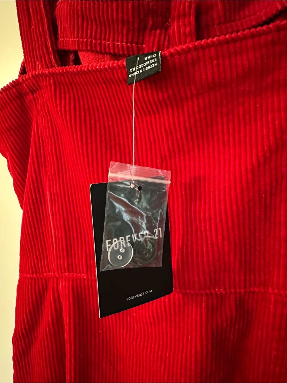 Forever 21 Red Corduroy Button-Front Mini Dress - Picture 4 of 4
